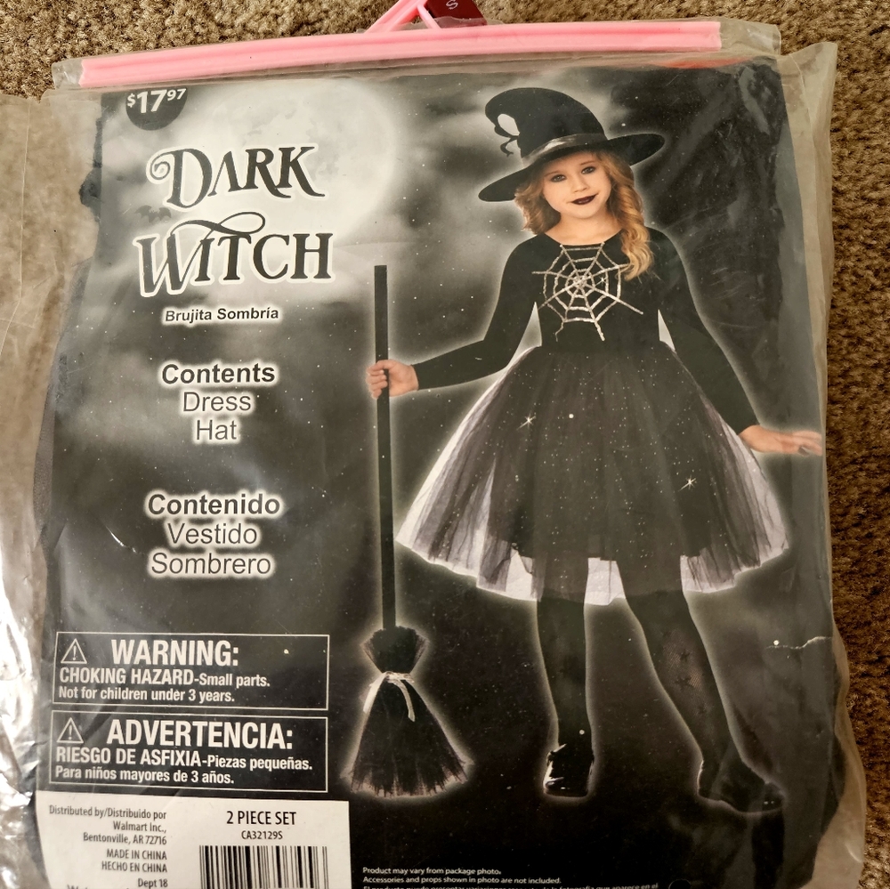 "Dark Witch" Girls Halloween Costume Size Small (6-6X) NEW